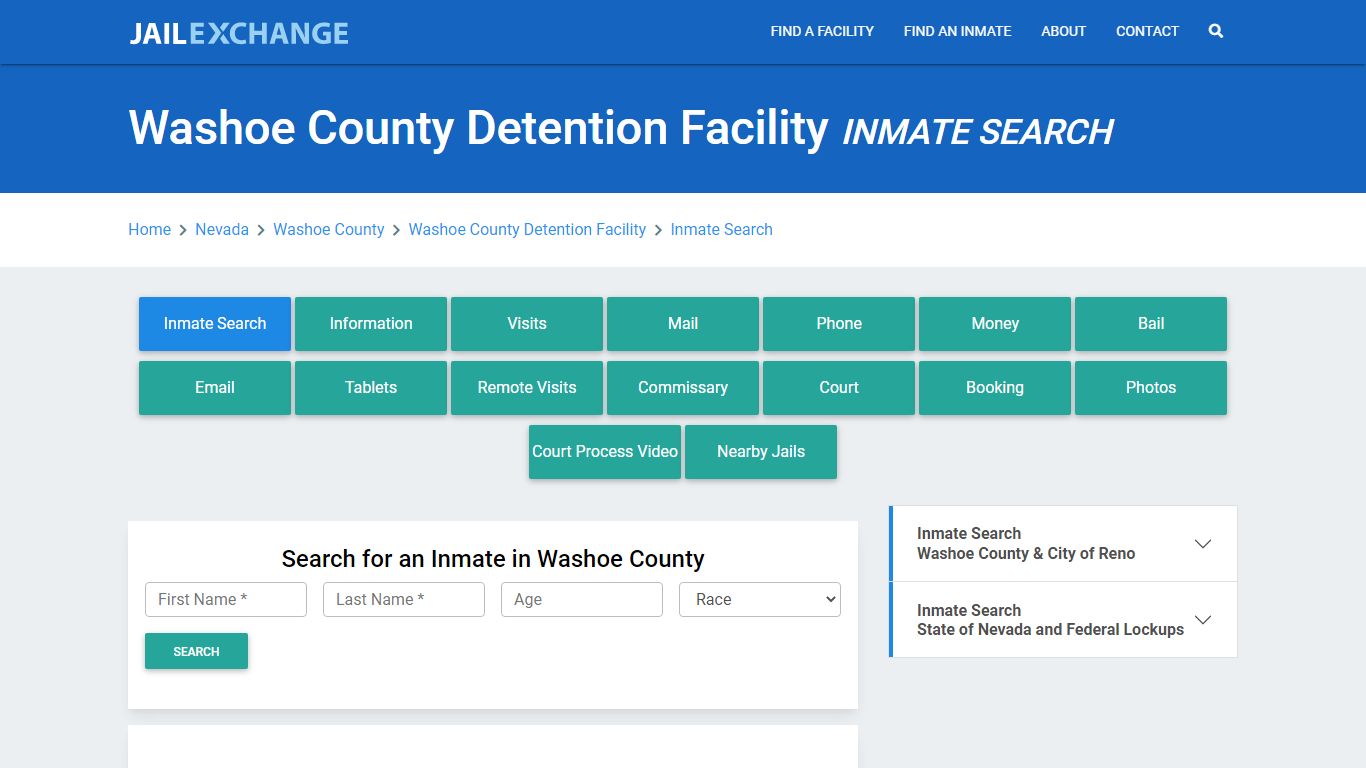 Washoe County Detention Facility Inmate Search - Jail Exchange